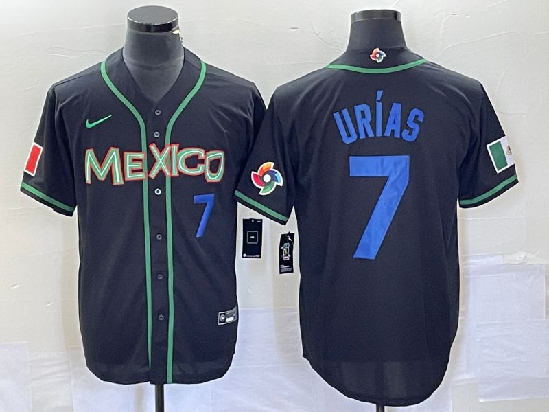 Men 2023 World Cub Mexico #7 Urias Black blue Nike MLB Jersey9->more jerseys->MLB Jersey